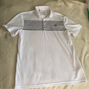 adidas Men’s White Polo with Grey floral Patterned Chest Panel